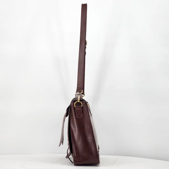 Ecosusi Briefcase Bow Brown Faux Leather Convertible Backpack Messenger Bag - Picture 3 of 16